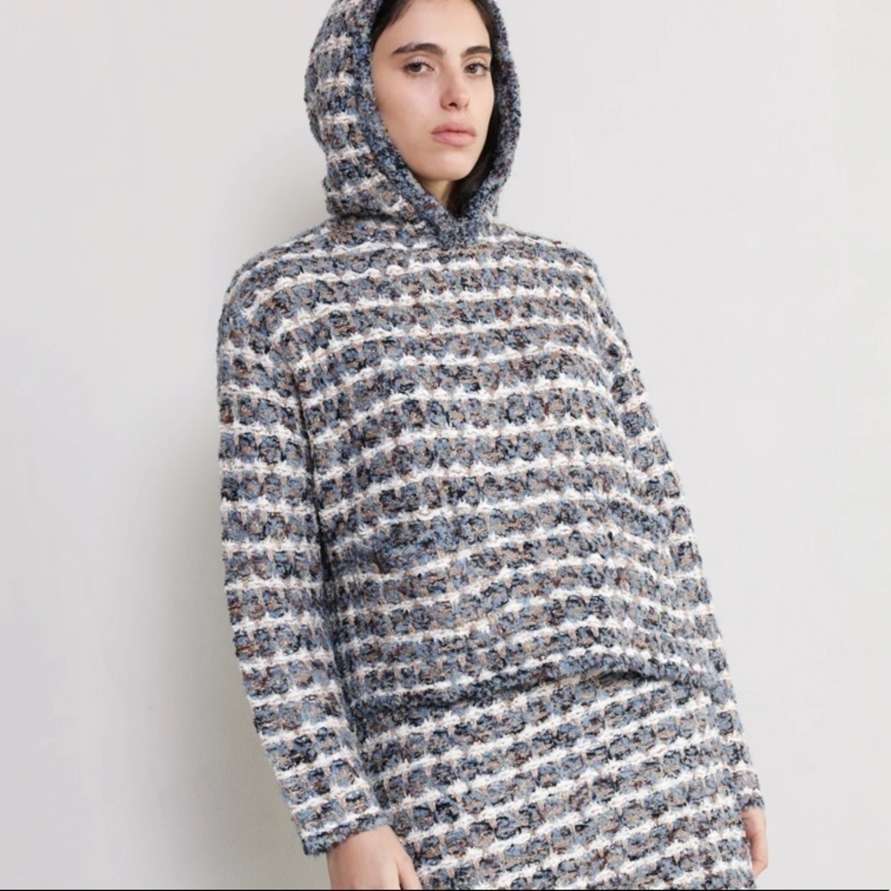 NWOT Zara Knit Tweed Metallic Boxy Oversized Hoodie size M